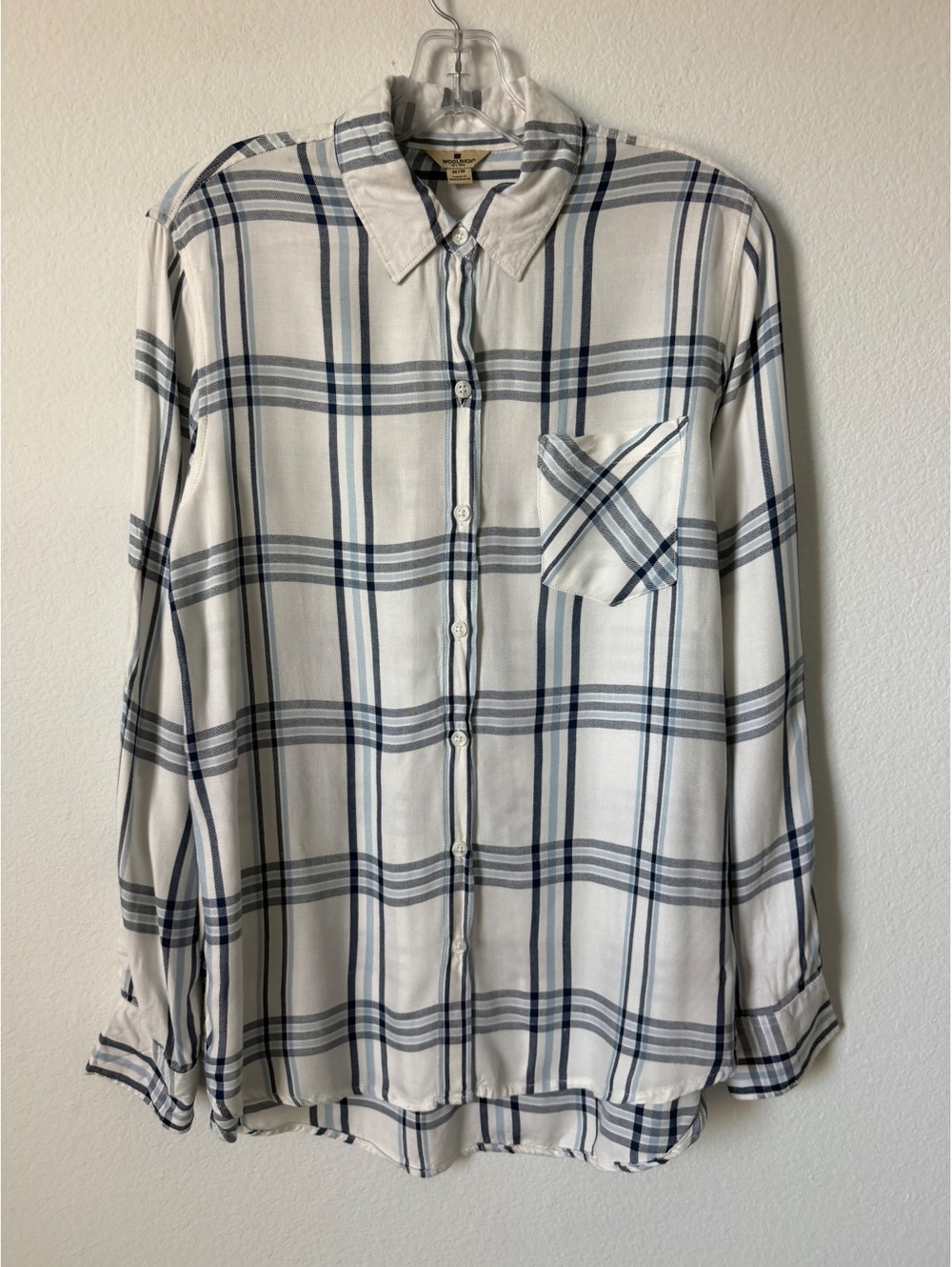 Woolwich Long Sleeve Button Up Collared Plaid Semi-Sheer Shirt Women's Size M